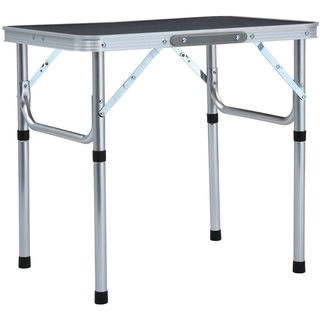 Klappbarer Campingtisch, MOONAIRY Klapptisch, Camping Tisch, Tapeziertisch, Balkon Klapptisch, Beistelltisch, Campingmöbel, Grau Aluminium 60x45 cm