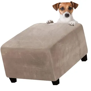 Fußhocker Schonbezug Hockerbezug 40x40/45x45/50x50/60x60 Stretch Silberfuchssamt Ottomane Bezug Quadratisch Protector Überzug für Hocker Hussen(22#,22x22in/55x55cm)