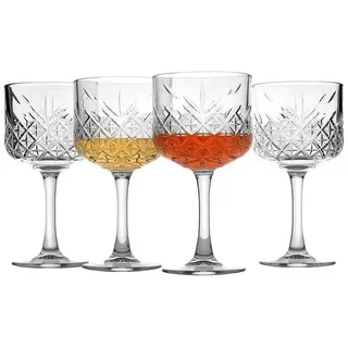 Pasabahce Gläser-Set Timeless Golden Cocktailglas, 4-tlg., Glas, mit Goldrand, 490ml, 4er Set weiß