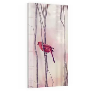 DEQORI Glas-Magnettafel | 50x100 cm cm groß | Motiv Gefiederte Freunde | Memo-Board aus Glas | Magnetboard inkl. Magnete, Stift & Tuch für Küche & Büro | Tafel magnetisch & beschreibbar