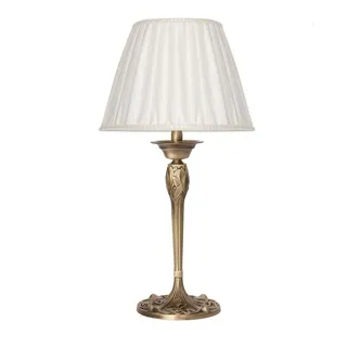 Licht-Erlebnisse Nachttischlampe SIMONA, ohne Leuchtmittel, Tischlampe Messing Bronzefarben E14 Stoff Schlafzimmer Wohnzimmer bunt