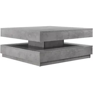 [en.casa] Couchtisch Florenz 76x76x38 cm Drehbar mit Ablage Betonoptik