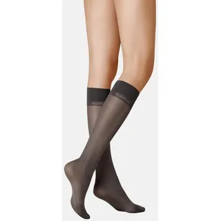 KUNERT Feinkniestrümpfe Satin Look 40 (1-Paar) Semi-blickdichte und glänzende Kniestrümpfe grau 35-38