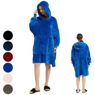 Wohndecke Ärmeldecke Tragbare Decke,Wohndecke,Fleecedecke,Kuscheldecke, BTTO, SchalDecke mit Ärmeln,Wohndecke,Einfarbig,Weich blau