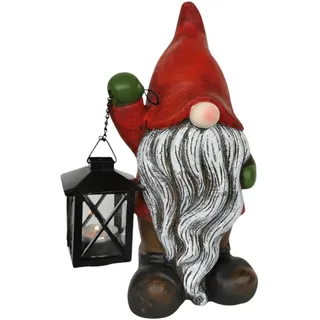 Wichtel aus Keramik 30cm groß mit Laterne rot Zwerg Weihnachtsmann Advent Weihnachten