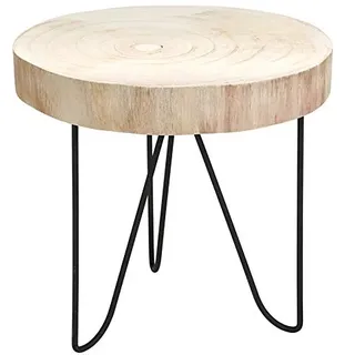 Spetebo Rustikaler Massivholz Beistelltisch - Holz Tisch aus Baumscheibe - Sofatisch Couchtisch Natur