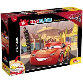 Lisciani - Disney Cars Geduldsspiel - Puzzle ab 3 Jahren - Double Face 2 in 1: Supermaxi & Ausmalbild - 35 Teile - Riesenformat 70 x 50 cm - Lernspiel für Cars Fans und kleine Lightning-Helden