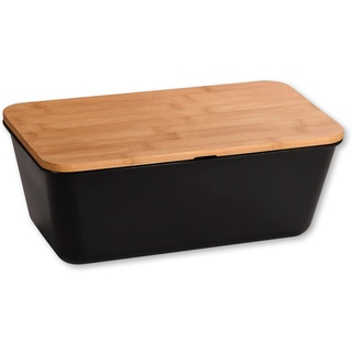 Kesper | Brotbox, Material: Kunststoff, Bambus, Maße: B: 35 x H: 20 x T: 13,5 cm, Farbe: Schwarz, Braun | 58498