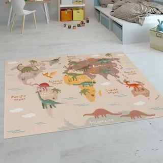 Paco Home Kinderteppich Teppich Kinderzimmer Spielteppich Junge Mädchen Modern rutschfest, Grösse:140x200 cm, Farbe:Beige 2