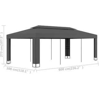 vidaXL Pavillon mit Doppeldach 3 x 6 m anthrazit