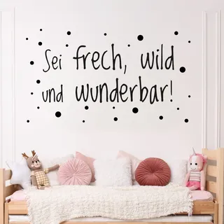 GRAZDesign Wandtattoo Sei Frech Wild und Wunderbar, Sprüche Kinderzimmer, Jugendzimmer, Motivation Wand, für Jungen Mädchen, 70x40cm, 070 schwarz
