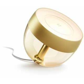 Philips Hue Bluetooth White Ambiance LED Tischleuchte Iris Special Edition in Gold un Transparent 8,2W 570lm