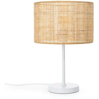 Tischlampe Aus Rattan Und Metall Baracoa Weiß
