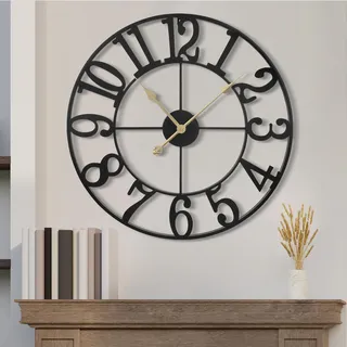 Maxstar Wanduhr Groß Ohne TickgeräUsche Lautlos 100cm,Römische Ziffer Quarz Batterie Betriebene Wanduhr,Einfach zu Lesen für Zuhause KüChe Schlafzimmer,Vintag Stil Wohnzimmer Dekoration