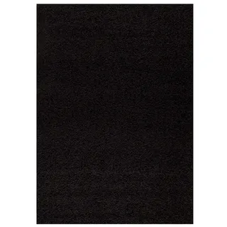 Vimoda Hochflor-Teppich Shaggy Wohnzimmer Läufer, Rechteckig, Höhe: 30 mm, Wohnzimmer Teppich, Schlafzimmer, langflor, Einfarbig Dunkel Farbe schwarz Rechteckig | Ø 0 cm x 70 cm x 250 cm x 30 mm