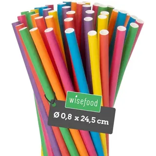 Wisefood Papier-Strohhalme Ø 0,8 x 24,5 cm 250 St. Bunt