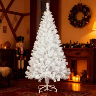 Froadp 210cm Künstlicher Weiß PVC Weihnachtsbaum Tannenbaum Kiefernadel (Weiß PVC, 210cm)