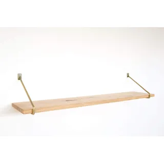 Natural Goods Berlin 1x Design Wandregal Eiche 100cm | viele Farben & Modelle | Regalboden Massivholz Metall Schweberegal hängend, Regalwinkel, Konsole (Regal PRENZLBERG (20cm Tiefe), Antik Gold)