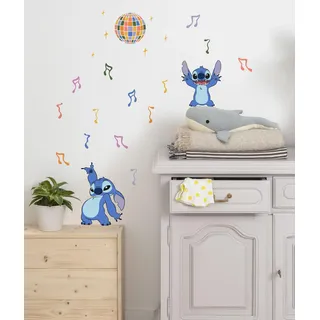 KOMAR Wandtattoo - Stitch Music - Größe 50 x 70 cm - Disney, Wandsticker, Kinderzimmer, Aufkleber, Bunt