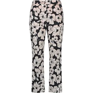 Gerry Weber Damen Chino mit floralem Dessin floral, Gemustert 7/8 Länge Schwarz/Ecru/Weiss Druck 46 - 46