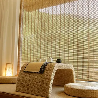 FENGSHOUU Bambusrollo Natur Bambus Rollo,Bambus Raffrollo,Sonnenschutz Sichtschutz Rollo Seitenzugrollo,für Fenster und Türen,Blickdicht,Einfache Montage,Anpassbar,Breite×Höhe (110cm x 120cm)
