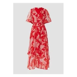 S.Oliver - Maxikleid aus Chiffon mit gesmokter Taille, Damen, rot, 42