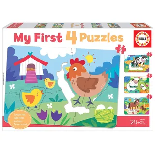 Educa - Baby Puzzle Mama und Baby | 5in1 Babypuzzleset 3/4/5 Teile | Bauernhoftiere, Erstes Puzzle | ab 2 Jahren (18899)