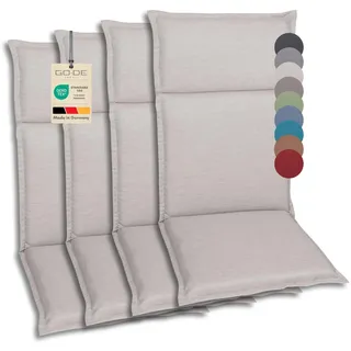 GO-DE Textil Bequeme und attraktive Polsterauflagen für Hochlehner-, Mittellehner- und Niederlehner-Gartenstühle (4er-Set, Uni Beige, Hochlehner)
