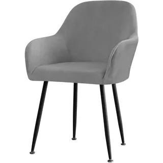 YCDZSW Stuhlhussen mit Armlehne Abnehmbare Samt, Stretch rutschfest Essstühle Stühle, Hussen für Stühles Staubdicht Schmutzabweisend, für Küche Wohnzimmer (Dunkelgrau,47 x 52 x 55 cm)