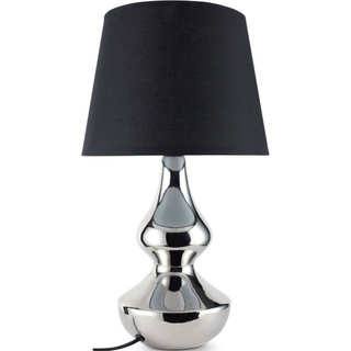 Konsimo Tischleuchte RILA Tischlampe Nachttischlampe Keramik silber/schwarz, Leuchmittel wechselbar, 1,5 m, E14 schwarz|silberfarben