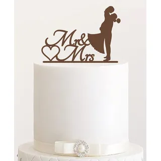 Cake Topper, Kuss, Tortenstecker, Tortefigur Acryl, Tortenständer Etagere Hochzeit Hochzeitstorte Kuchenaufstecker (Braun)