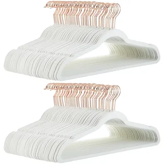 Amazon Basics zusammenpassenden Bügeln, um Anzüge, Hosen, Blazer und gefaltete Hosen zu halten und zu organisieren, Elfenbeinweiß/Gold, 100er-Pack
