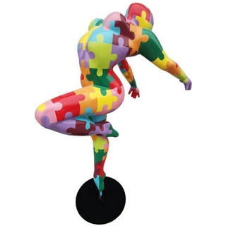 Casa Padrino Skulptur Luxus Deko Skulptur Ballerina Tänzerin Mehrfarbig / Schwarz 120 x 60 x H. 165 cm - Lebensgroße Deko Figur - XXL Deko Skulptur - XXL Deko Figur - Luxus Wohnzimmer & Garten Deko
