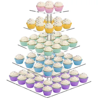 Weddingwish Gebäckständer, 5 Etagen, Acryl, Cupcake-Ständer, Kuchen-Ständer, Dessert-Ständer, Cupcake-Halter, Servierplatte für Süßigkeiten-Bar, Party, Dekoration, Hochzeit, Feiertage, Weihnachten