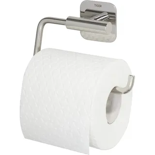 Tiger Colar Toilettenpapierhalter zum Kleben, Edelstahl poliert, mit integrierter Klebefolie zur Montage ohne Bohren, 1314030346, 10 x 14.6 x 3.4 cm