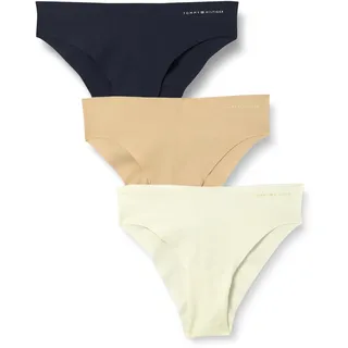 Tommy Hilfiger Damen 3er Pack Brazilian Slips Nahtlos, Mehrfarbig (Ivory/Misty Blush/Navy), XL