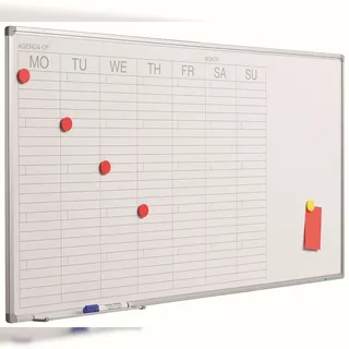 PROREGAL Wochenplaner magnetisches Whiteboard Mo-So, HxB 60x120cm, 8mm-Platte, inkl. Befestigungsmaterial & Stiftablage, Sublimationsstahl, Weiß