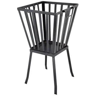 esschert design Feuerschale Feuerkorb Feuerstelle Feuerschale Terrassenkamin eckig Eisen schwarz, (Feuerkorb) schwarz