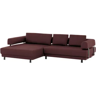 Stylife Ecksofa, Bordeaux, Metall, Echtleder, Dickleder, 3-Sitzer, Füllung: Polyurethan (Pur), Ottomane links, L-Form, 307x188 cm, Goldenes M, Typenauswahl, Fußauswahl, Lederauswahl, Stoffauswahl, seitenverkehrt erhältlich, Hocker Rücken echt, individuell planbar, Wohnzimmer, Sofas & Couches, Wohnlandschaften, Ecksofas