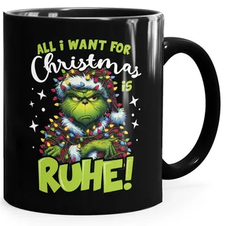 MoonWorks Tasse Tasse Weihnachten fallt aus Grinch Geschenkidee Weihnachtsmuffel, Keramik schwarz