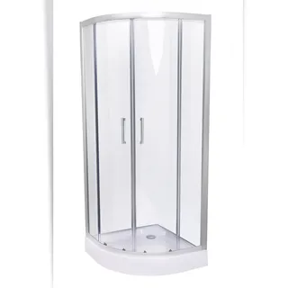 Belvit Eck-Duschkabine Viertelkreis mit Schiebetür 90 x 200 cm beige Klarglas