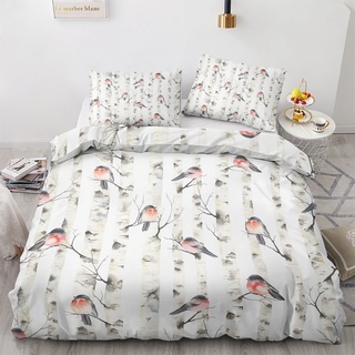 GEDAEUBA Sommer Bettwäsche 140x200 Vogel - Vogelmotiv Bettbezug 140x200 2er Set, Wendebettwäsche und Kissenbezug 70x90, Weiche & Atmungsaktive Mikrofaser Bettwäsche-Sets mit Reißverschluss