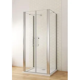 Aica Sanitär U-FORM Duschkabine 90x80x80cm Duschabtrennung U-Kabine Dusche Duschtür 6mm Nano Glas Drehtür H195cm
