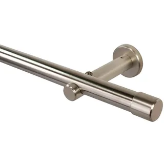 iso-design Gardinenstange 20 mm Farbe Edelstahl, Vorhangstange zur Wand- und Deckenmontage geeignet, Rohr aus Edelstahl, Set mit Halterungen und Endstück Kappe, 100 cm