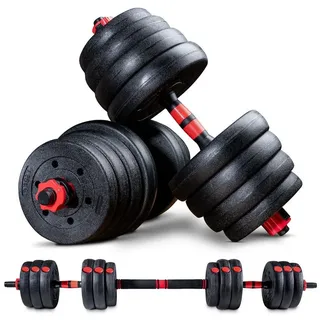Sportstech Hantelset AH150, 40kg, Kurzhanteln und Langhanteln, mit Sicherheitsverschluss, 2in1, für Muskelaufbau, vielseitig