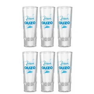 Jassas Premium Ouzo Gläser mit 2cl und 4cl Füllstrich (6er Set)