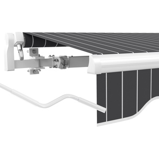paramondo Gelenkarmmarkise Basic 2000 Markise Sonnenschutz Sichtschutz für Balkon & Terrasse, Vollständig zusammengebaut, 400 x 300 cm (Breite x Ausfall), Block Dunkelgrau-Weiß