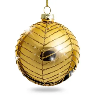 SIKORA Highlights 4er Set ausgefallene Christbaumkugeln aus Glas Gold Größe:8 cm, Farbe/Modell:Modell New York Gold,