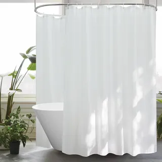 EurCross Extra Breit Duschvorhang 300x200 Textil Stoff, Weiß 300 cm Breite Anti Schimmel Wasserdicht Badvorhang für Badezimmer, Extra Groß Waschbar Schnell Trocknend Duschvorhänge mit 20 Ringen