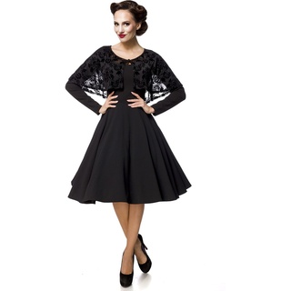 Belsira - Rockabilly Kleid knielang - Retrokleid mit Cape - XS bis XL - für Damen - Größe S - schwarz - S